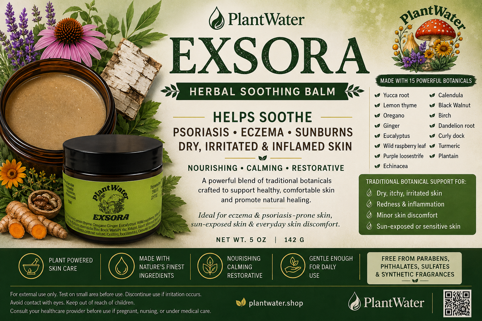 EXSORA Supports eczema-prone skin and to help maintain psoriasis-prone skin balance NATURALLY