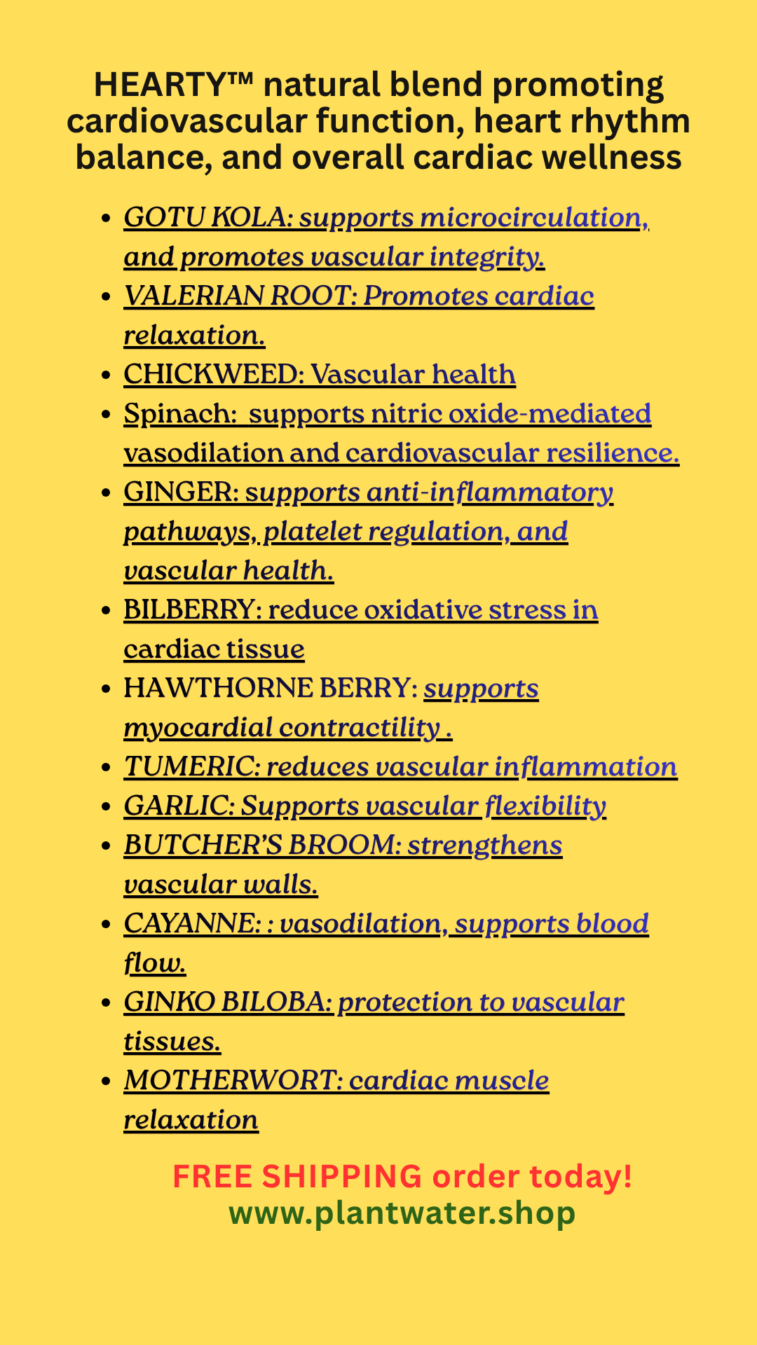 HEARTY Botanical support for cardiovascular health and overall heart wellness.