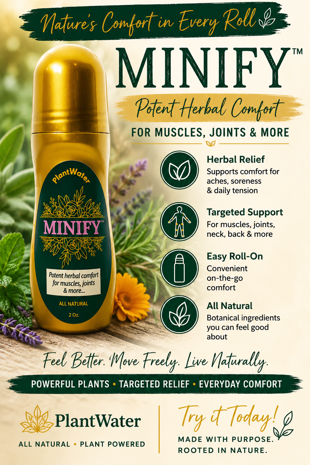 MINIFY Soothing Relief, Targeted Comfort, Tension, Muscle & Joint Support naturally. Roll-On