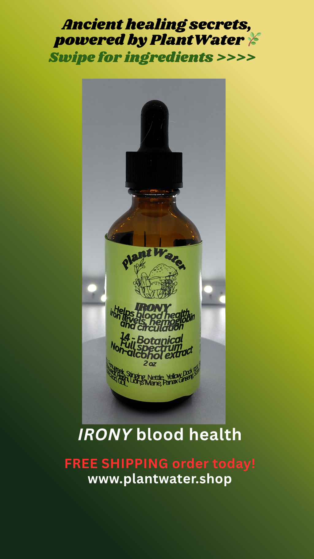 IRONY Supports healthy iron levels and low iron wellness naturally.