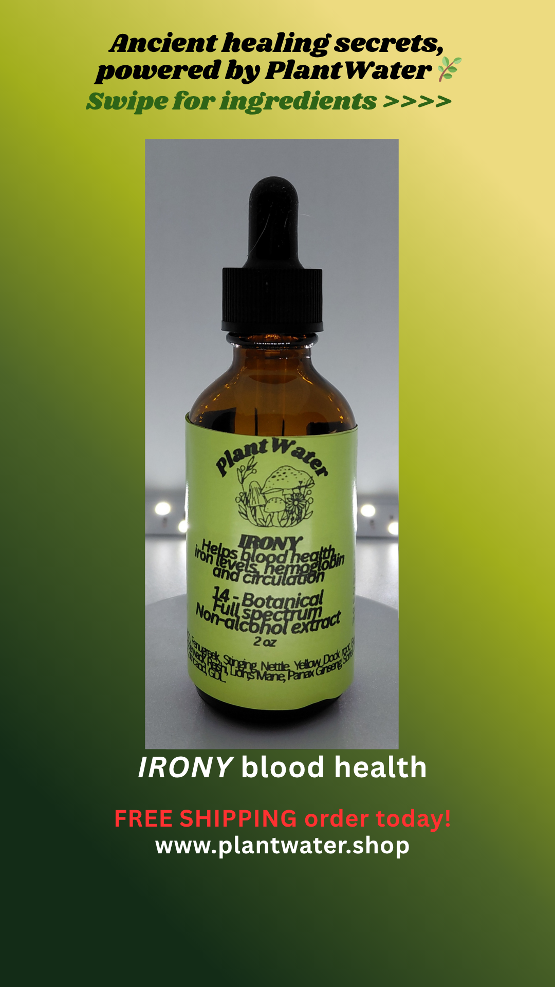 IRONY Supports healthy iron levels and low iron wellness naturally.