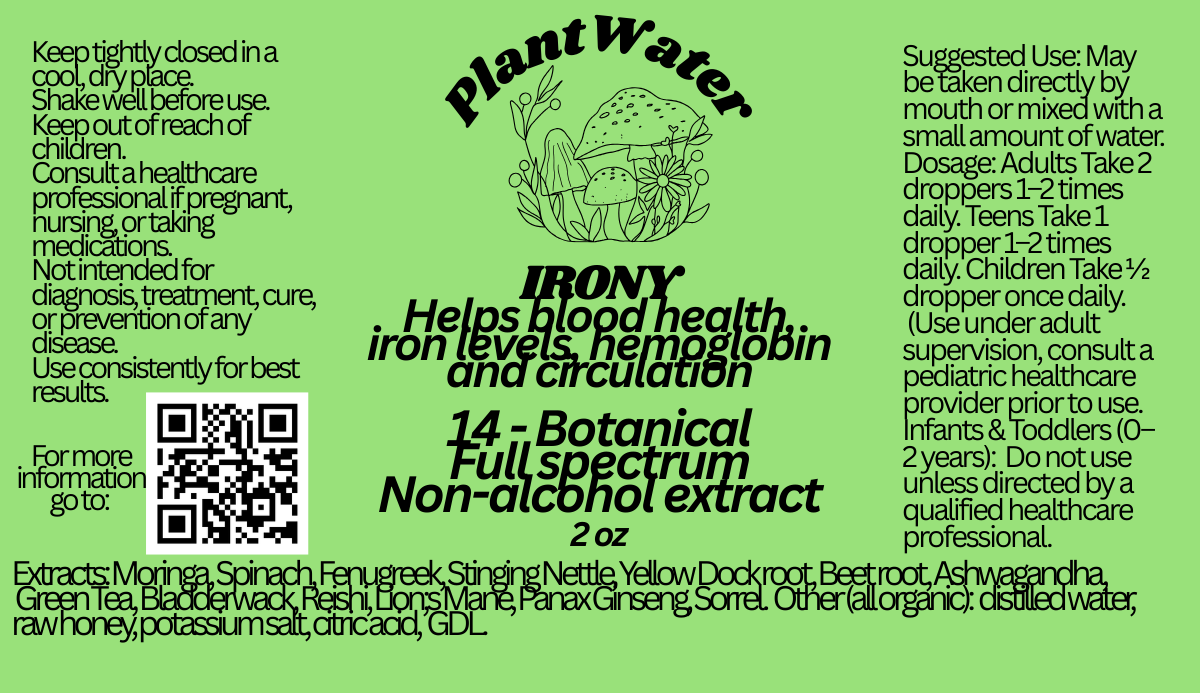 IRONY Supports healthy iron levels and low iron wellness naturally.