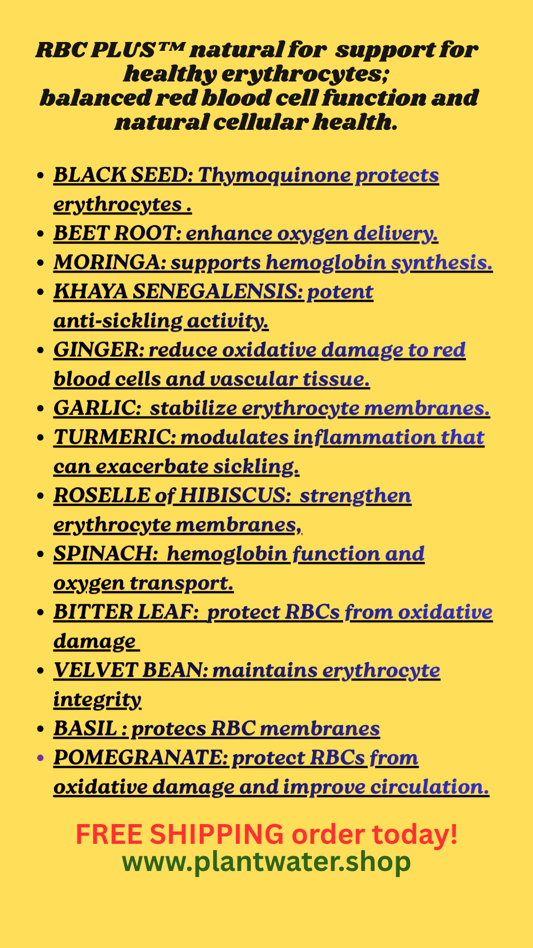 RBC PLUS support for sickle cell and crises erythrocytes and overall cellular wellness naturally.