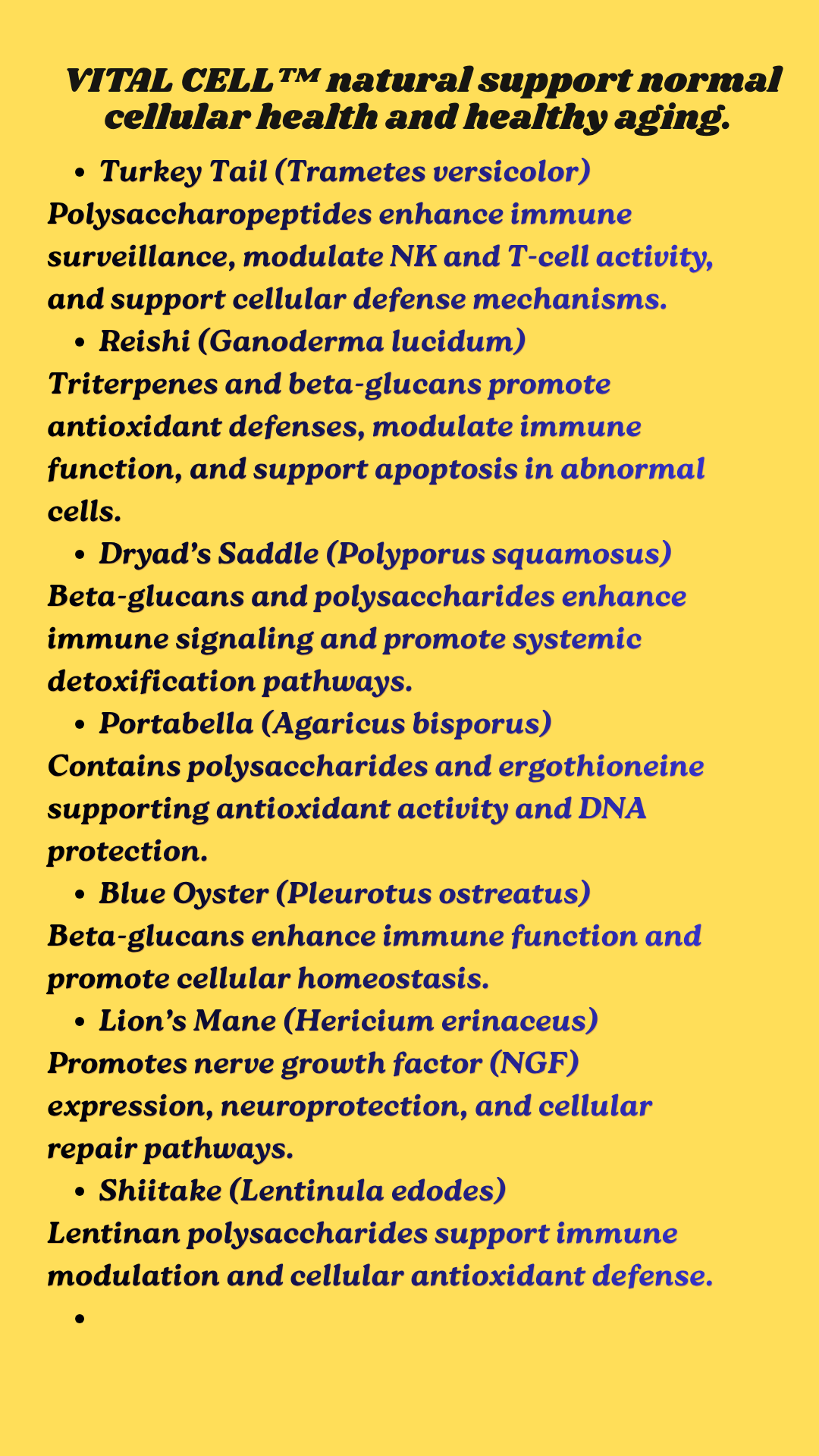 VITAL CELL Helps maintain cellular health against oxidative damage and aging naturally.
