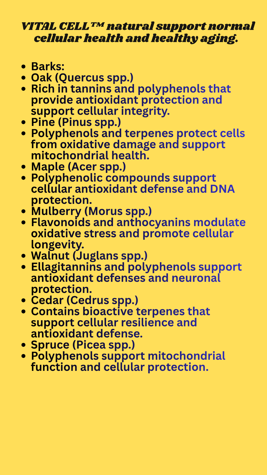 VITAL CELL Helps maintain cellular health against oxidative damage and aging naturally.