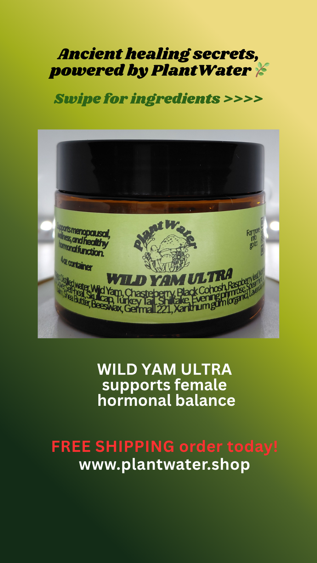 Wild Yam Ultra Creme support for female hormonal benefits naturally.